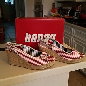 Stripy Sandal Wedges